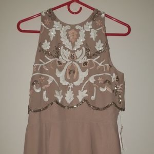 Nude Frock & Frill Midi Dress
